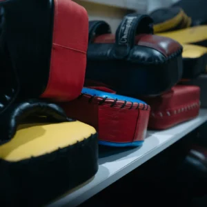 Stacked leather boxing focus mitts